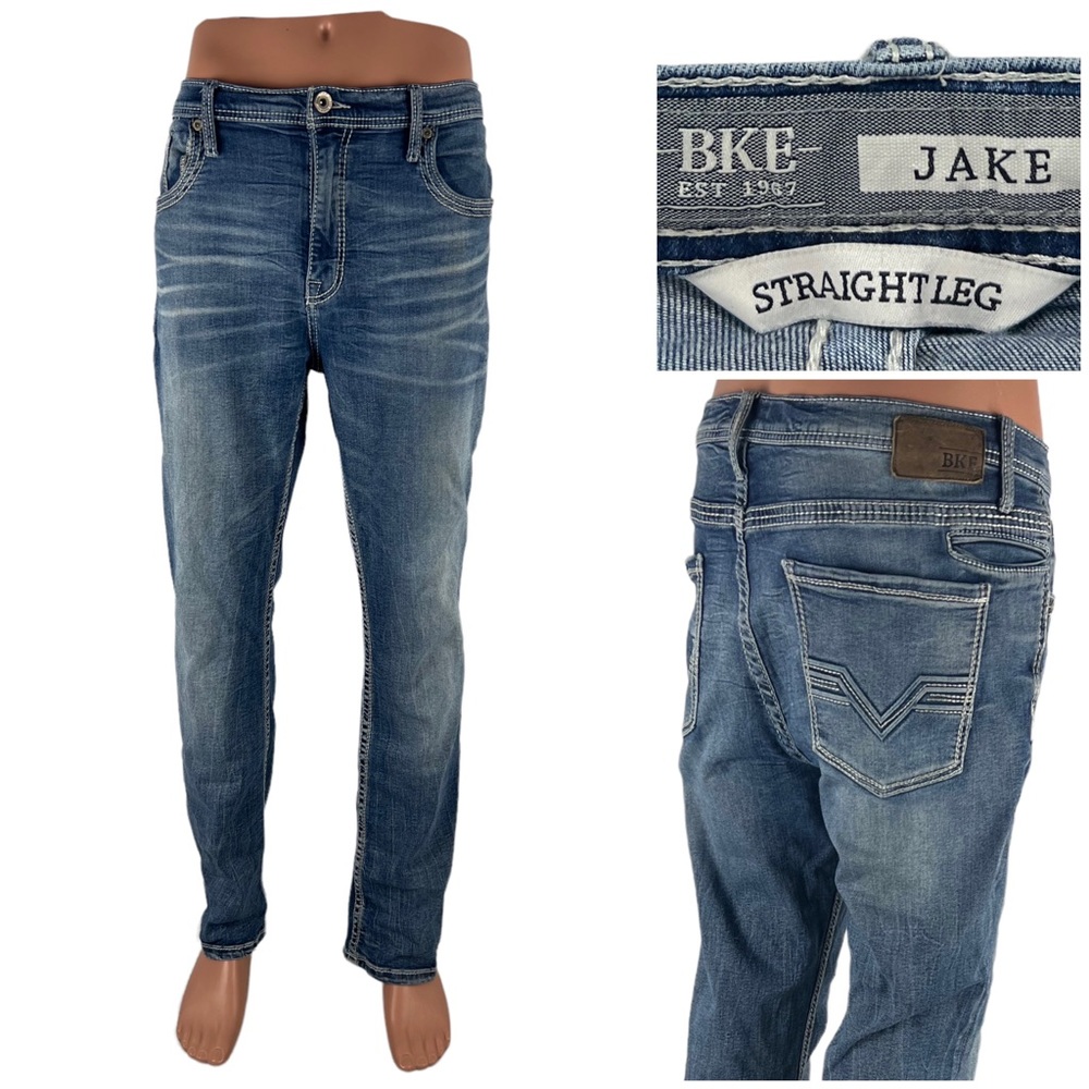 BKE Jake Straight Leg Jeans in Medium Blue Wash